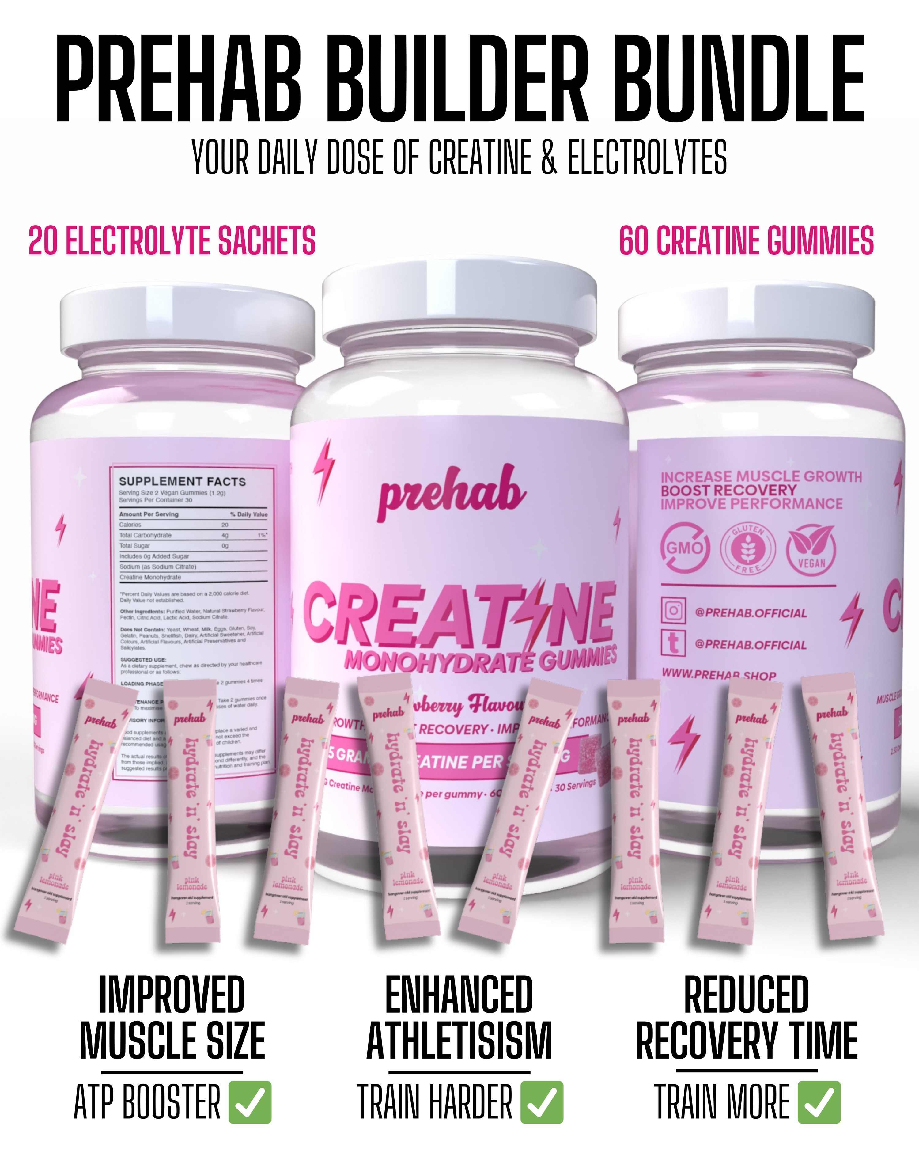 prehab builder bundle - electrolytes and creatine gummies
