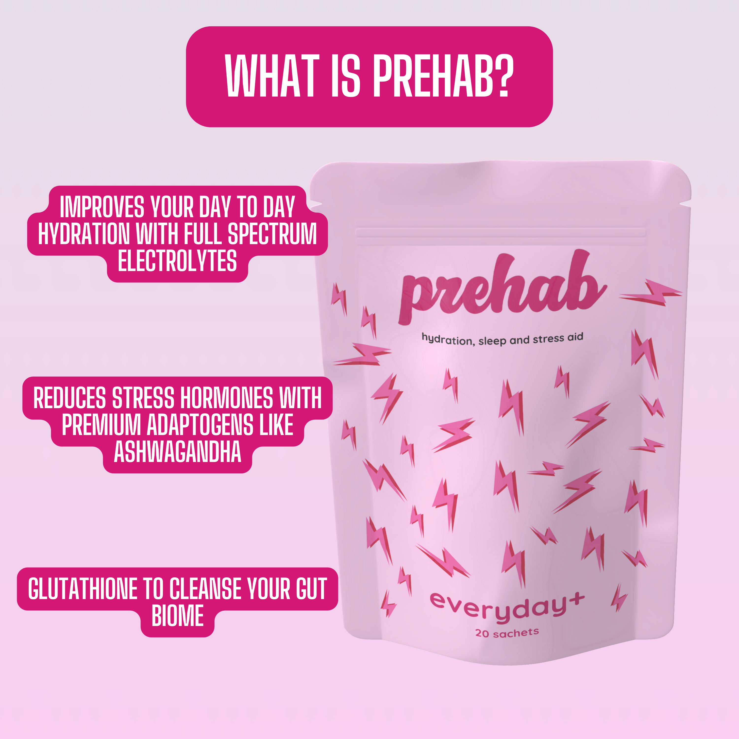 prehab 20 sachet hydration, sleep and stress pack